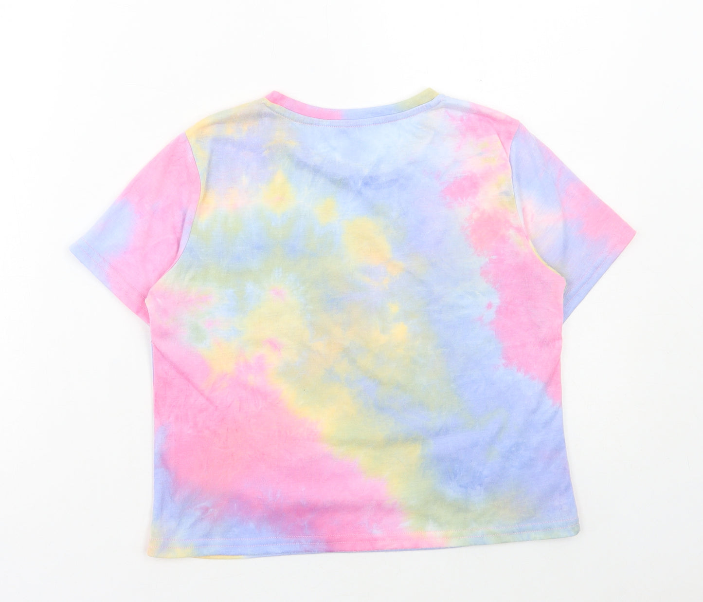 SheIn Girls Multicoloured Geometric Polyester Basic T-Shirt Size 10-11 Years Round Neck Pullover - Galaxy Print
