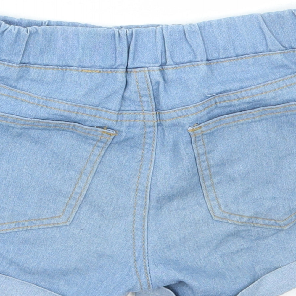 SheIn Girls Blue Cotton Bermuda Shorts Size 10-11 Years Regular