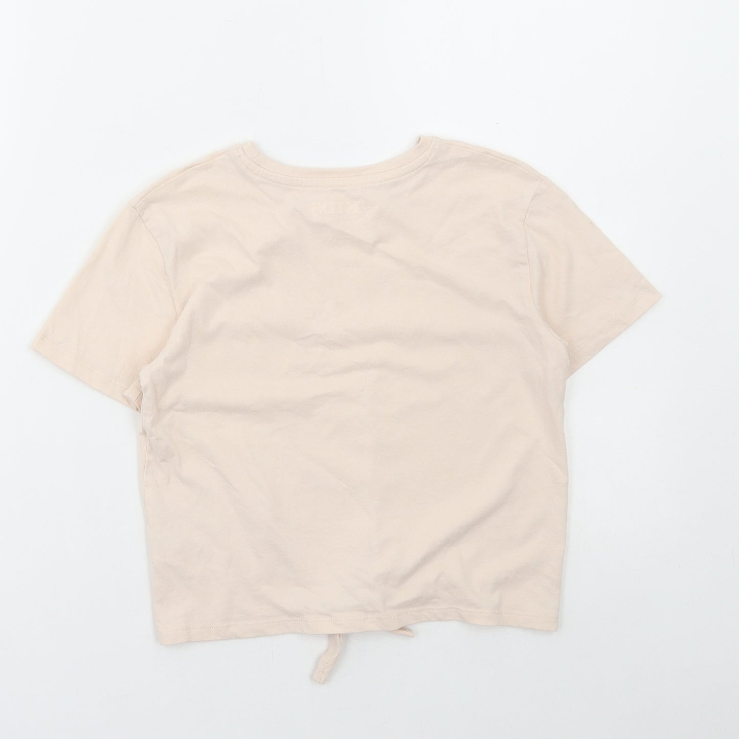 Peacocks Girls Beige Cotton Cropped T-Shirt Size 9-10 Years Round Neck Pullover - Besties
