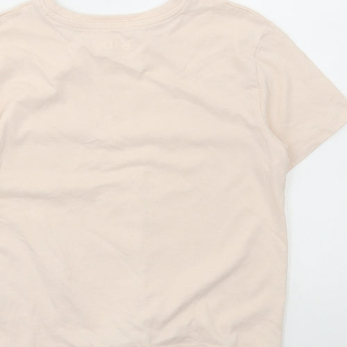 Peacocks Girls Beige Cotton Cropped T-Shirt Size 9-10 Years Round Neck Pullover - Besties