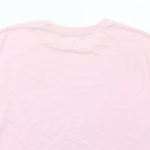 George Girls Pink Cotton Cropped T-Shirt Size 7-8 Years Round Neck Pullover - No Rules