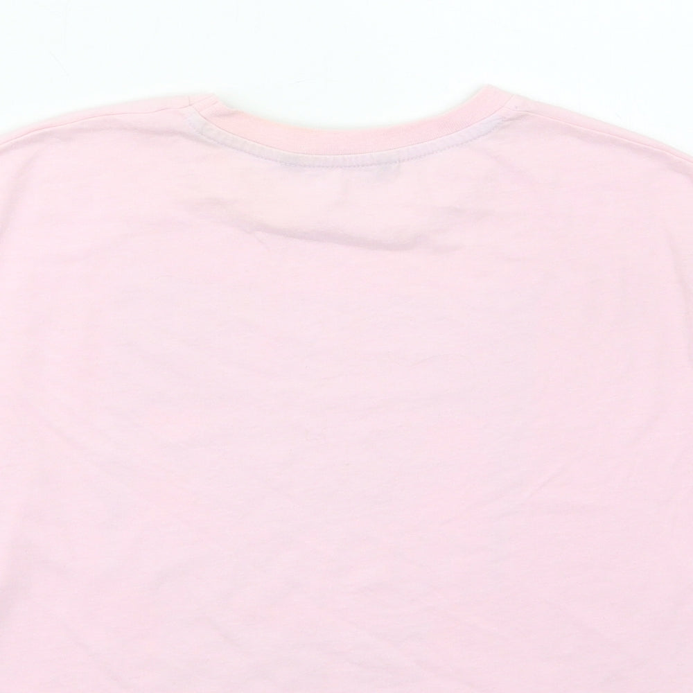 George Girls Pink Cotton Cropped T-Shirt Size 7-8 Years Round Neck Pullover - No Rules