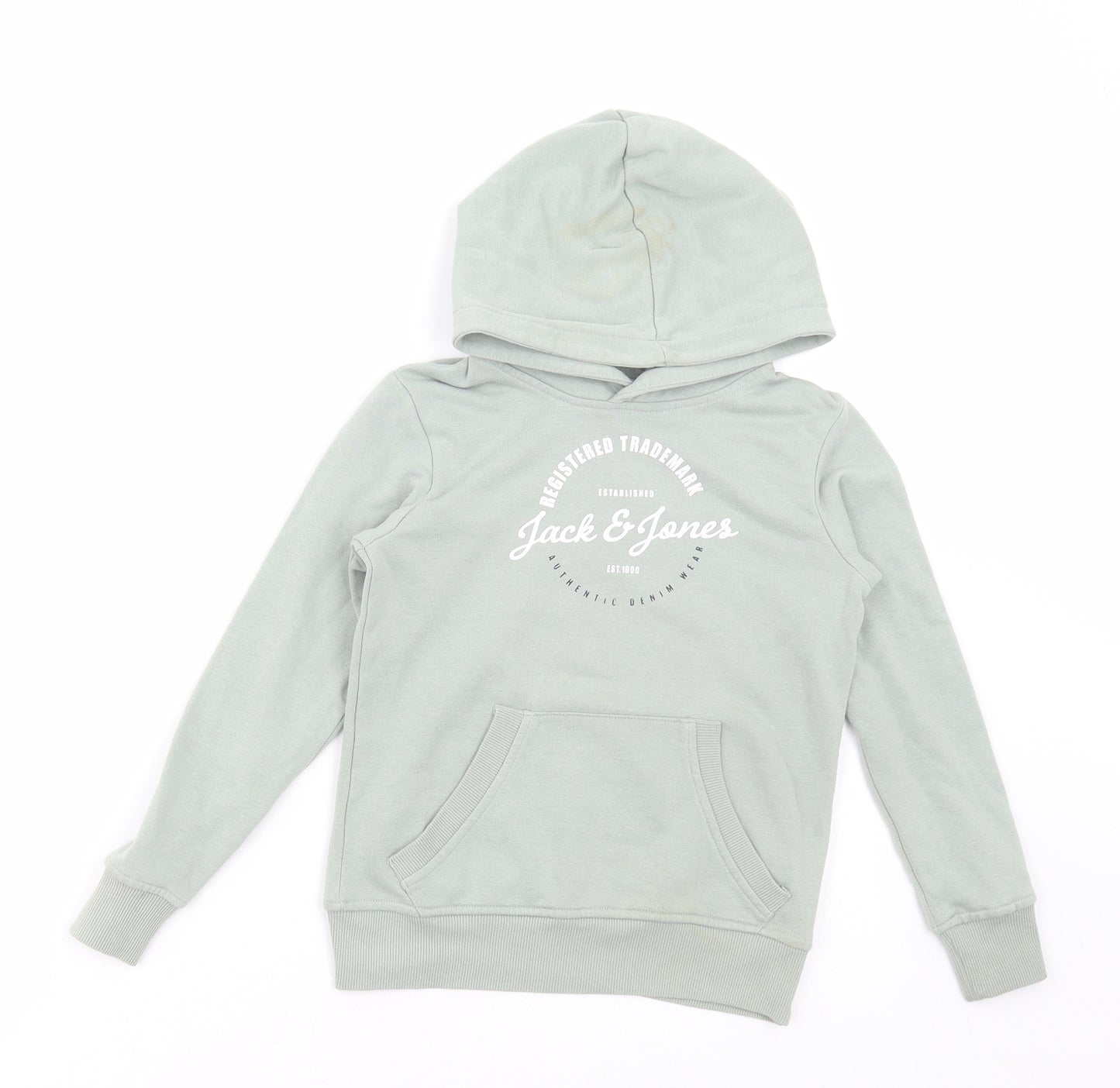 JACK & JONES Boys Green Cotton Pullover Hoodie Size 8-9 Years Pullover