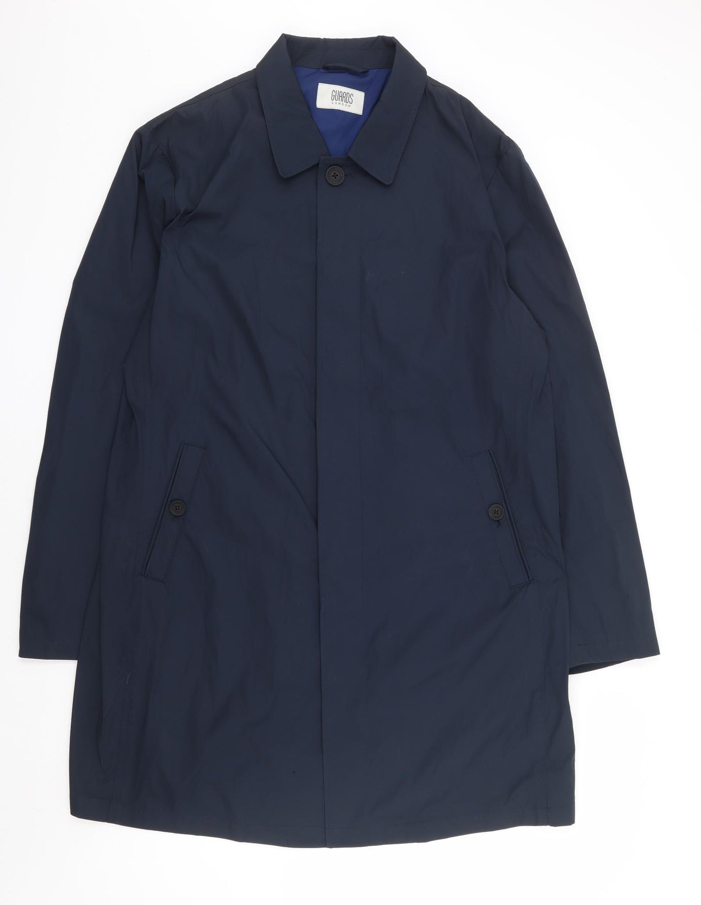Guards London Mens Blue Overcoat Coat Size 46 Button