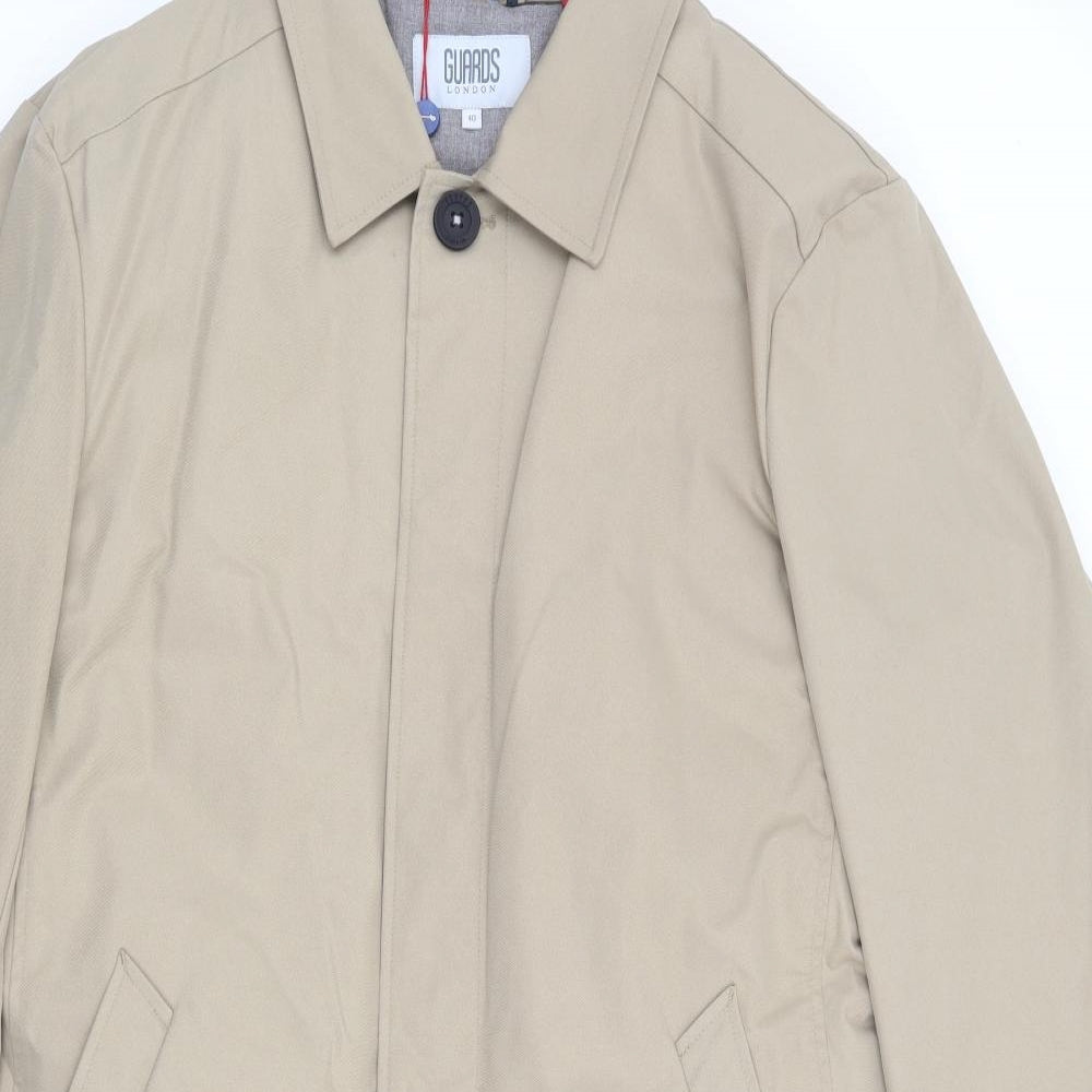 Guards London Mens Beige Overcoat Coat Size 40 Button - Thinsulate Lining