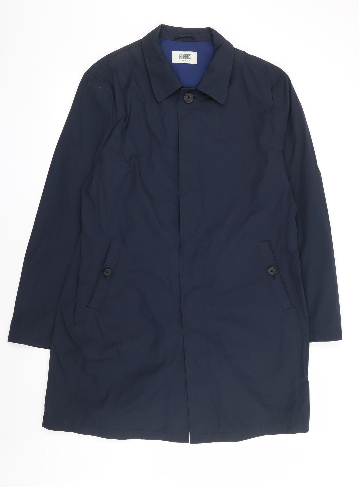 Guards London Mens Blue Overcoat Coat Size 44 Button