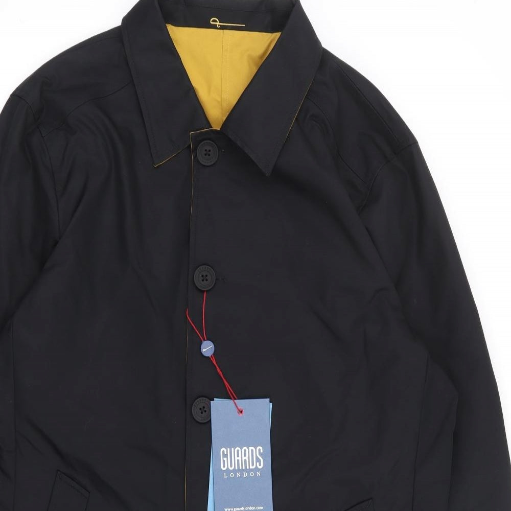Guards London Mens Black Overcoat Coat Size 40 Button