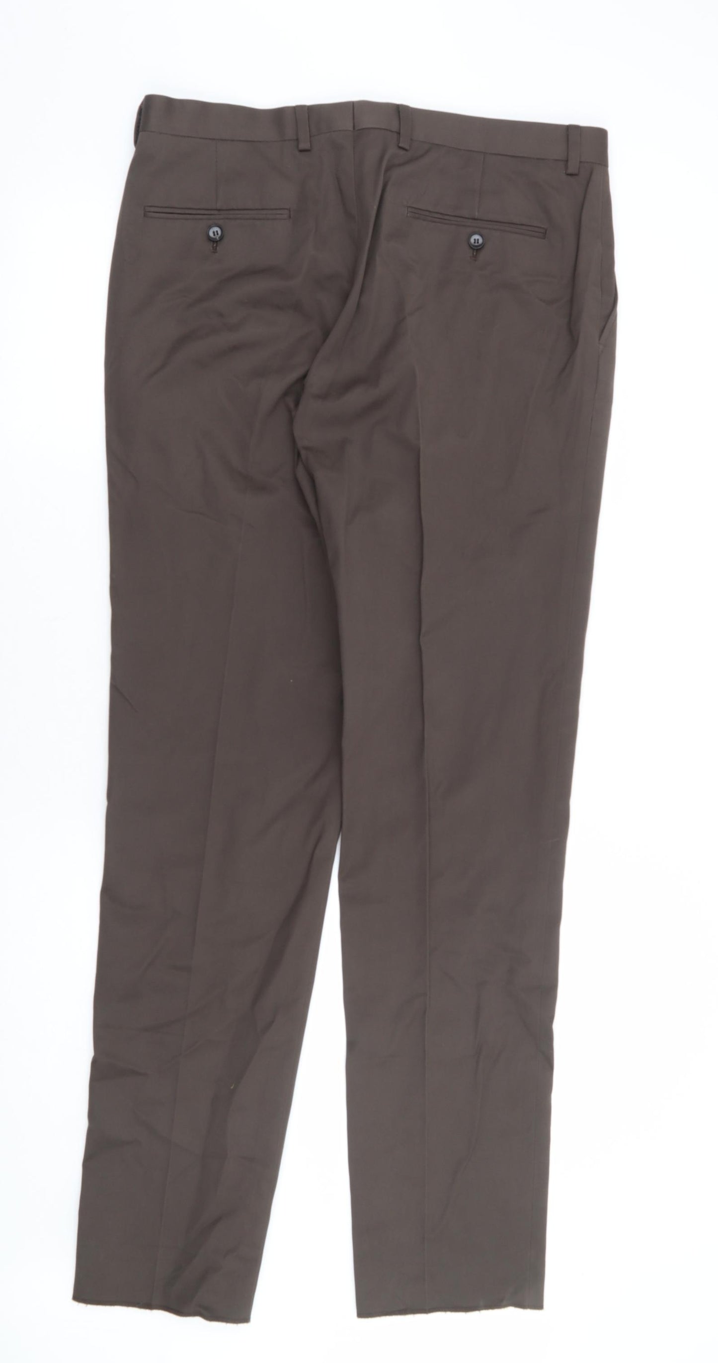 Guards London Mens Brown Cotton Dress Pants Trousers Size 34 in L34 in Regular Zip
