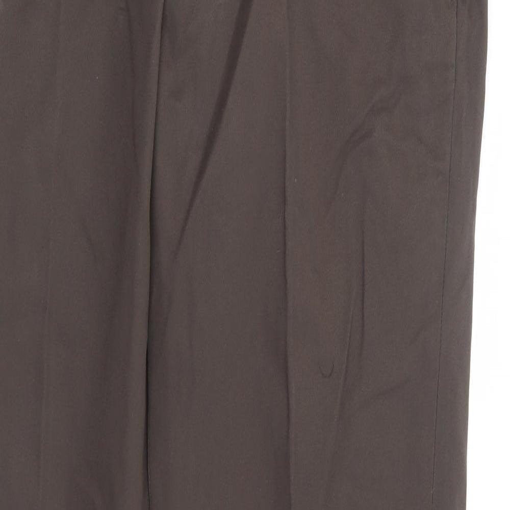 Guards London Mens Brown Cotton Dress Pants Trousers Size 34 in L34 in Regular Zip