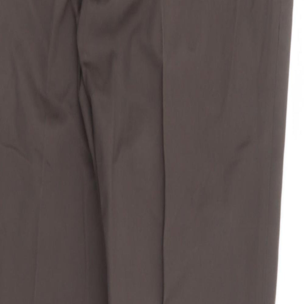 Guards London Mens Brown Cotton Dress Pants Trousers Size 34 in L34 in Regular Zip
