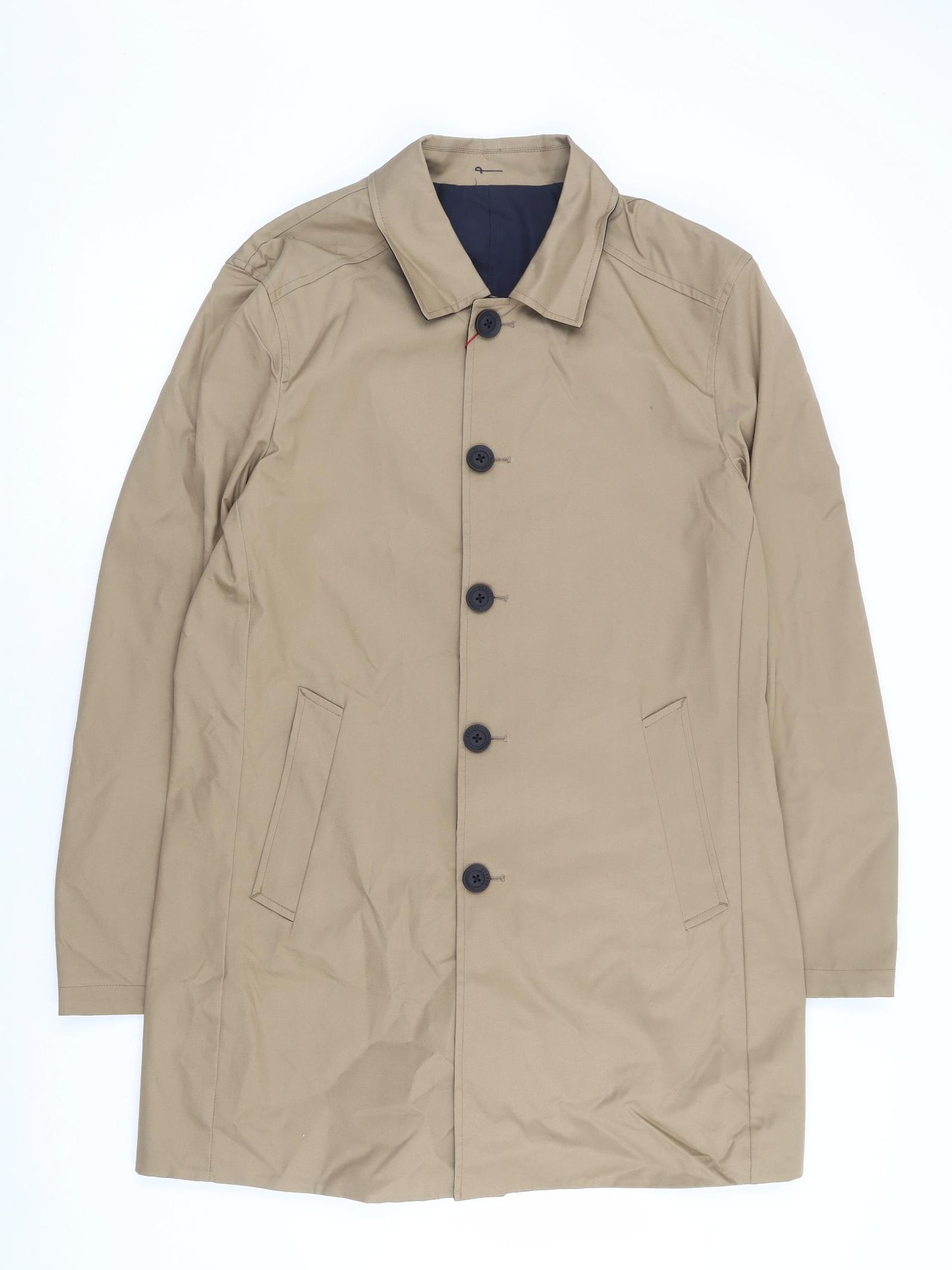 Guards London Mens Beige Overcoat Coat Size 40 Button