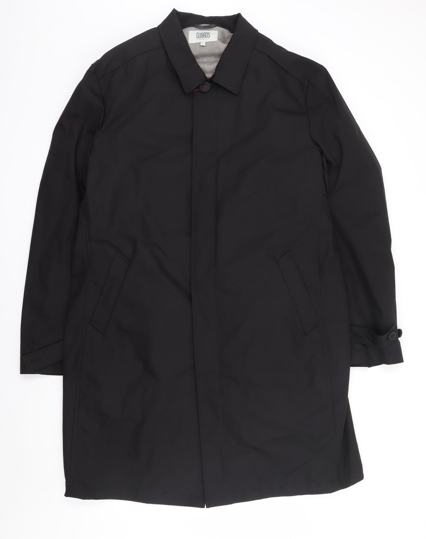 Guards London Mens Black Overcoat Coat Size 48 Button