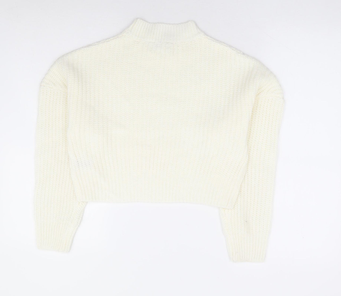 Pep & Co Girls Ivory Mock Neck Acrylic Pullover Jumper Size 10-11 Years Pullover - Cropped