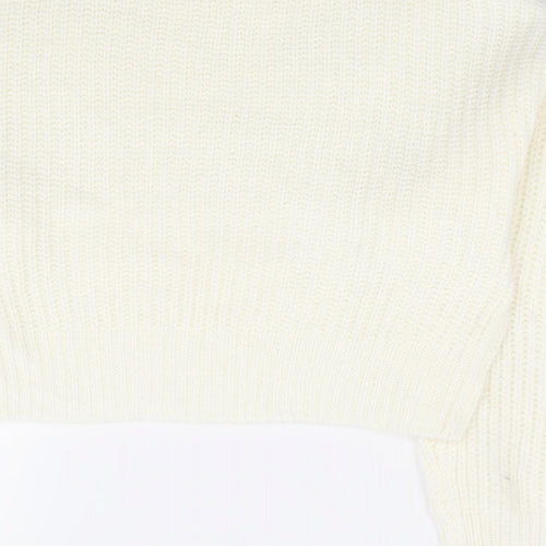 Pep & Co Girls Ivory Mock Neck Acrylic Pullover Jumper Size 10-11 Years Pullover - Cropped
