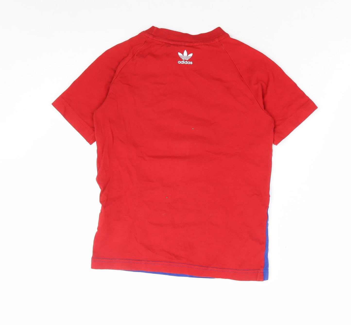 adidas Boys Red 100% Cotton Basic T-Shirt Size 7-8 Years Crew Neck Pullover