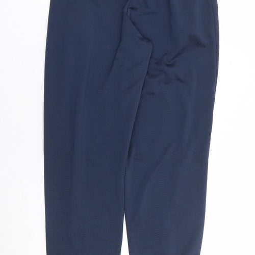 Dunnes Stores Boys Blue Check Polyester Jogger Trousers Size S L26 in Regular Drawstring