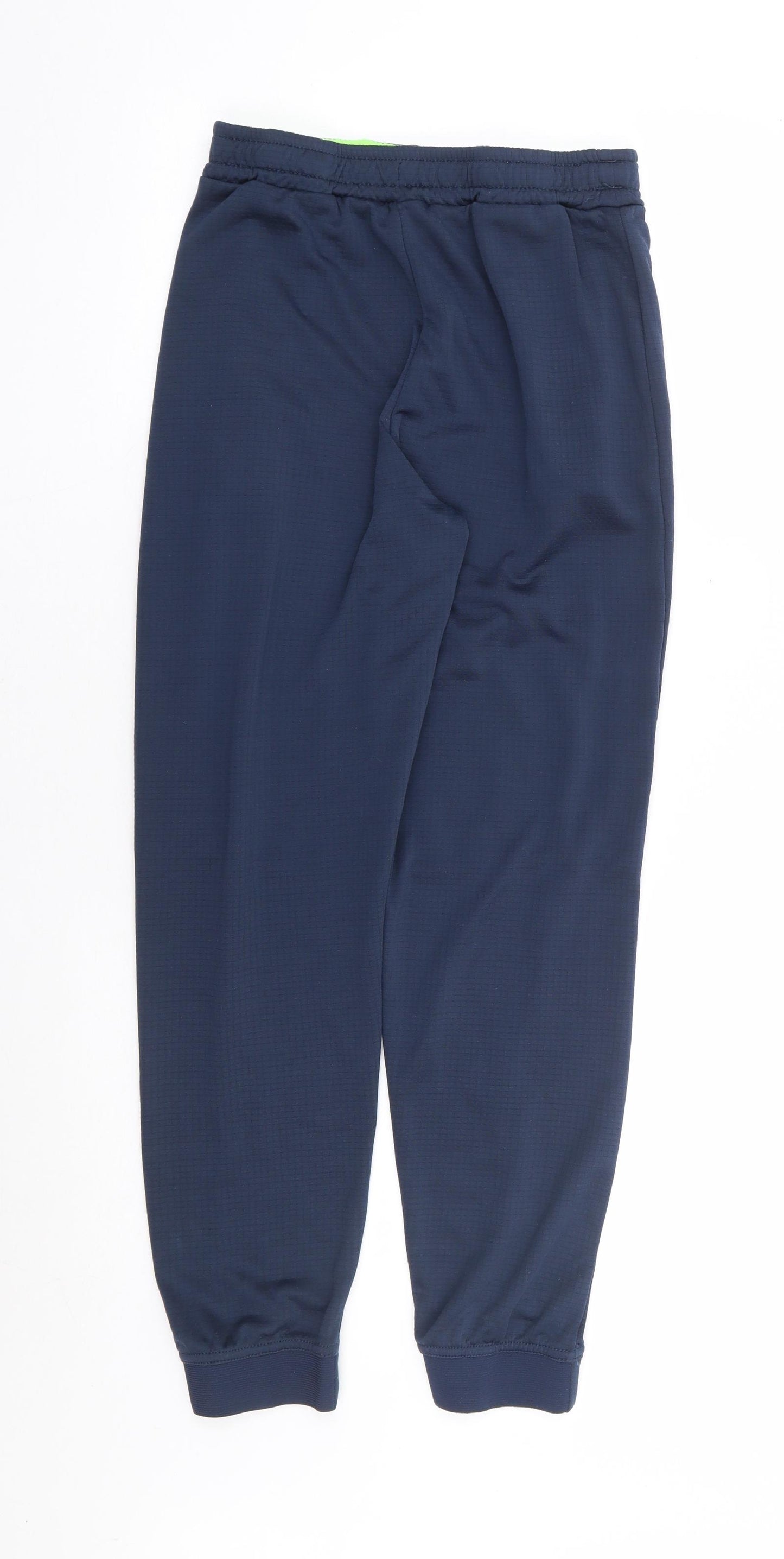 Dunnes Stores Boys Blue Check Polyester Jogger Trousers Size S L26 in Regular Drawstring