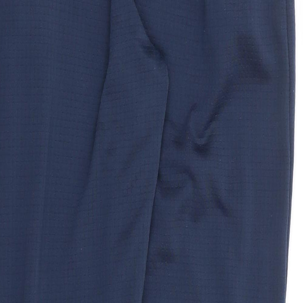 Dunnes Stores Boys Blue Check Polyester Jogger Trousers Size S L26 in Regular Drawstring