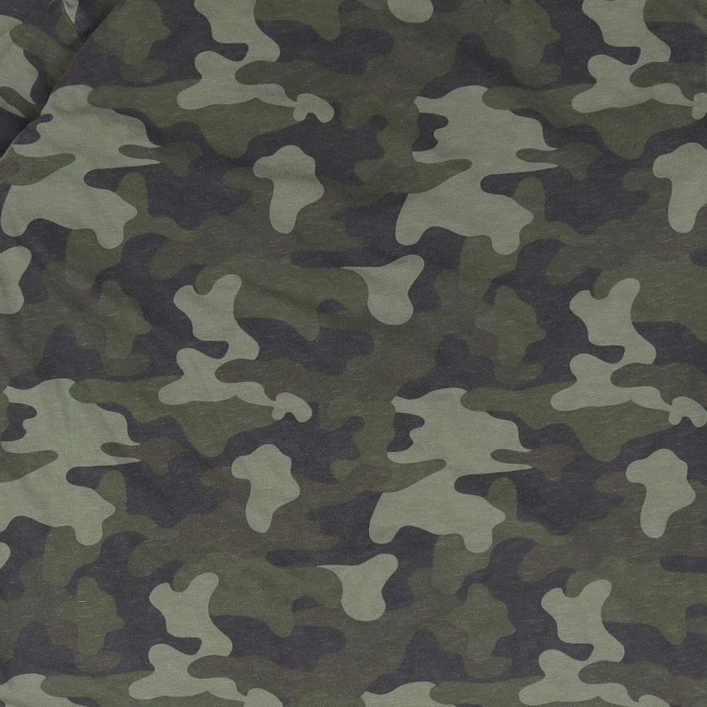 NEXT Boys Green Camouflage 100% Cotton Jersey T-Shirt Size 11 Years Round Neck Pullover - Monkey