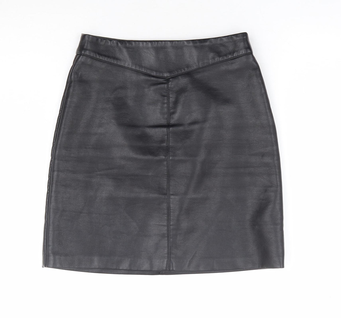 New Look Womens Black Polyurethane A-Line Skirt Size 6 Zip
