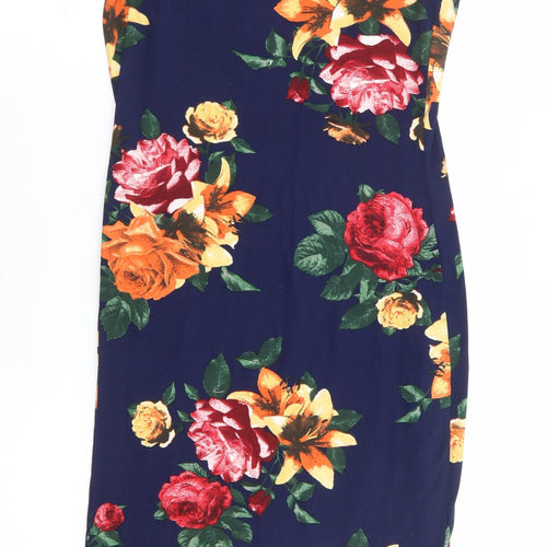 Shasa Womens Multicoloured Floral Polyester Tank Dress Size S Round Neck Pullover