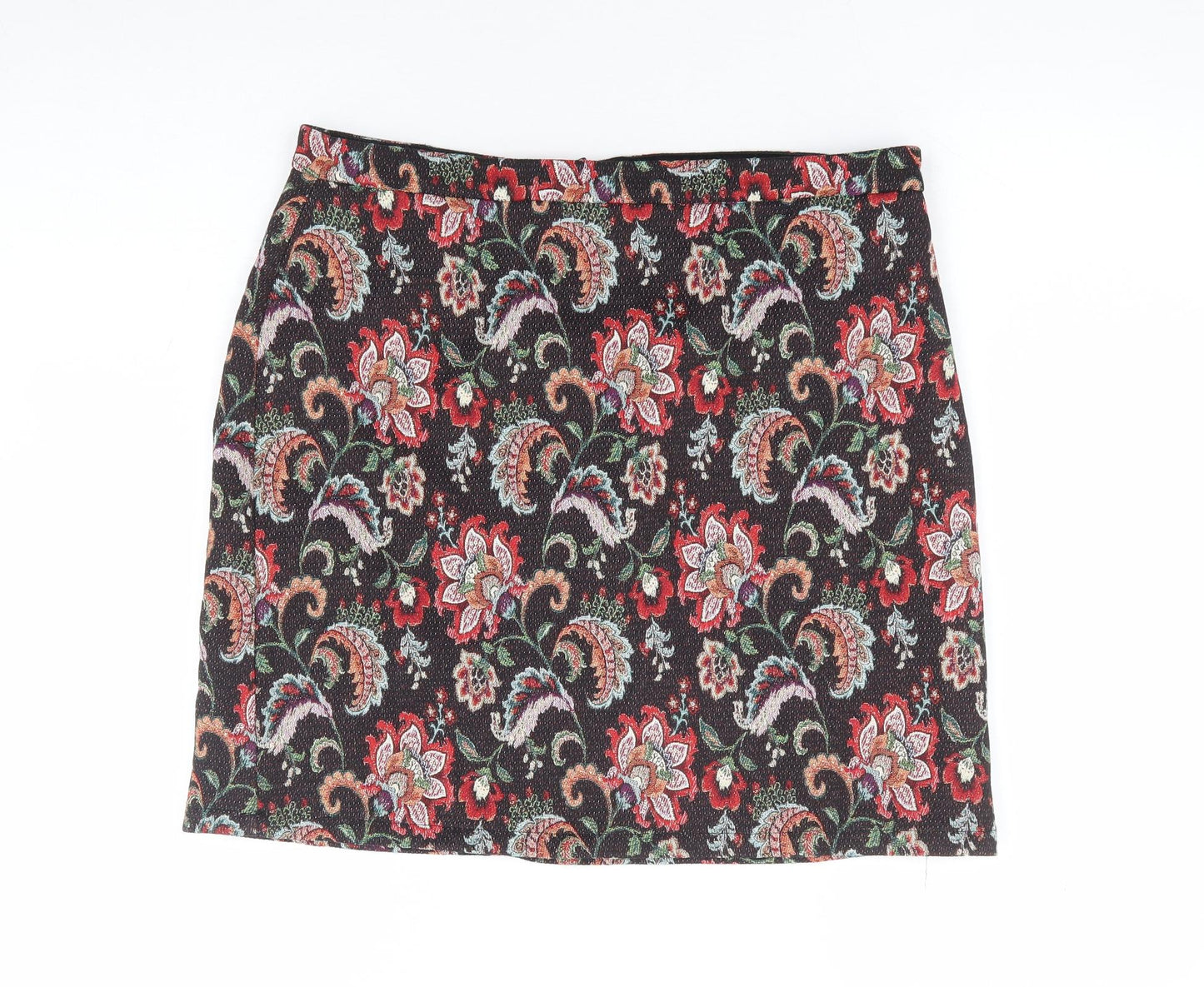 Papaya Womens Multicoloured Floral Polyester A-Line Skirt Size 12 Zip