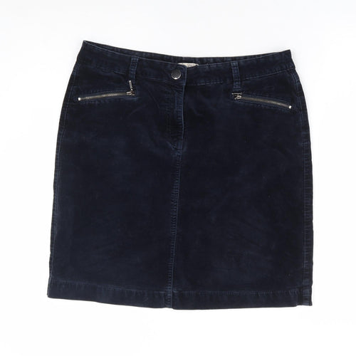 M&Co Womens Blue Cotton A-Line Skirt Size 14 Zip