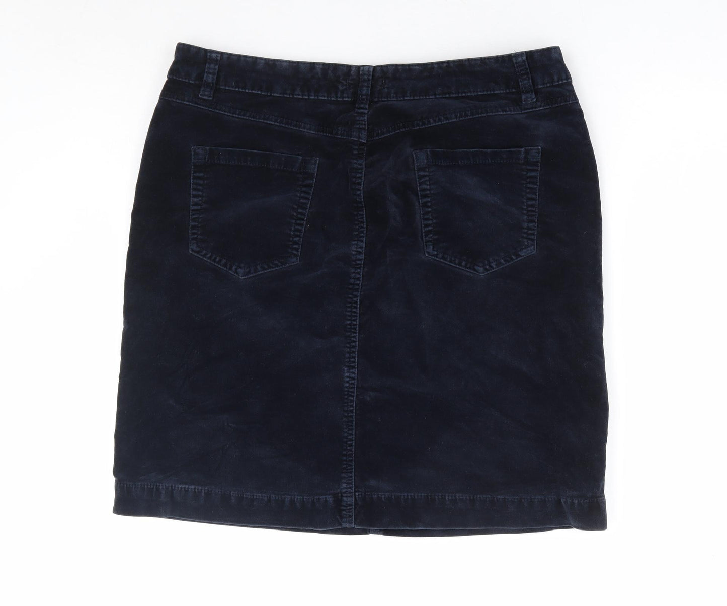 M&Co Womens Blue Cotton A-Line Skirt Size 14 Zip