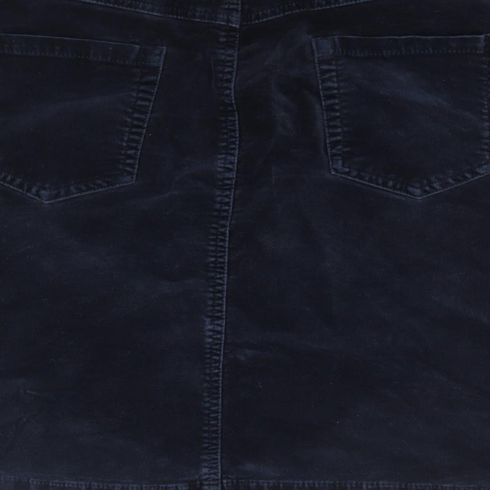 M&Co Womens Blue Cotton A-Line Skirt Size 14 Zip