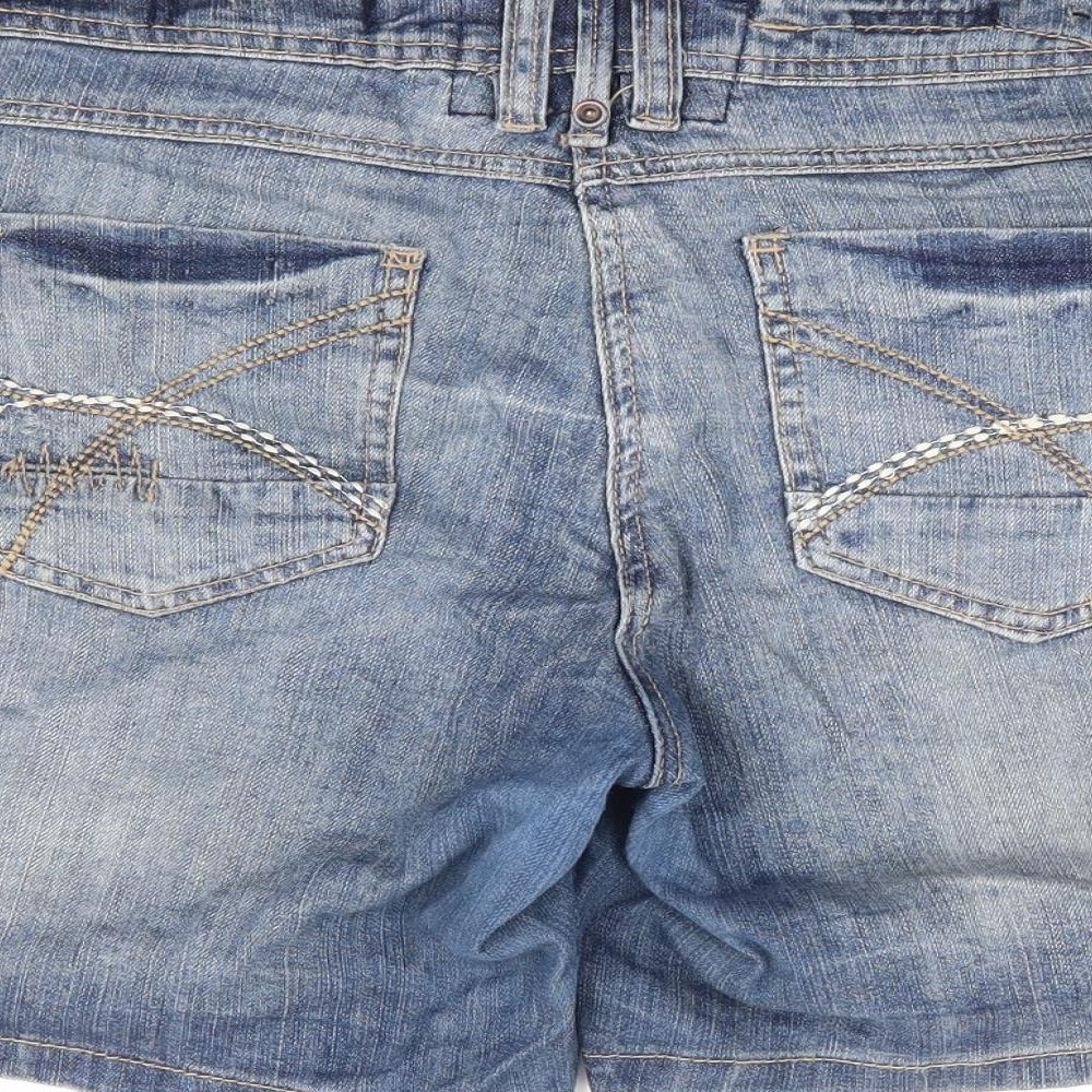 New Look Womens Blue Cotton Mom Shorts Size 16 L8 in Regular Zip - Distressed