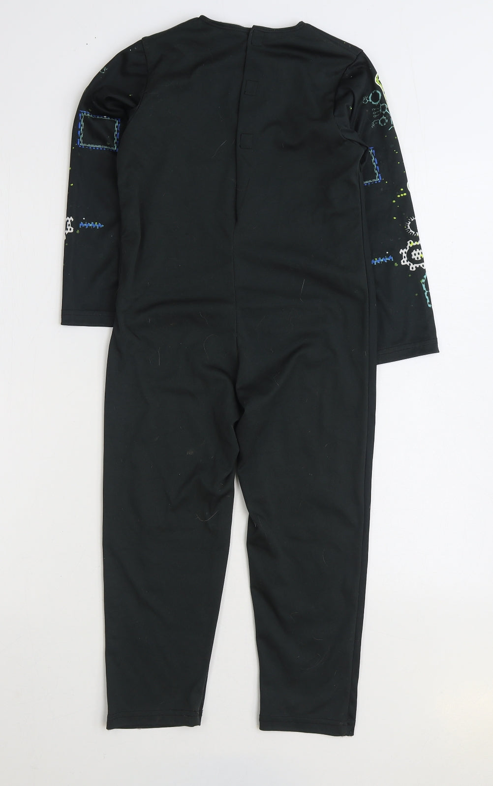 F&F Boys Black Solid Polyester One Piece Size 5-6 Years Hook & Loop - Skeleton Fancy Dress