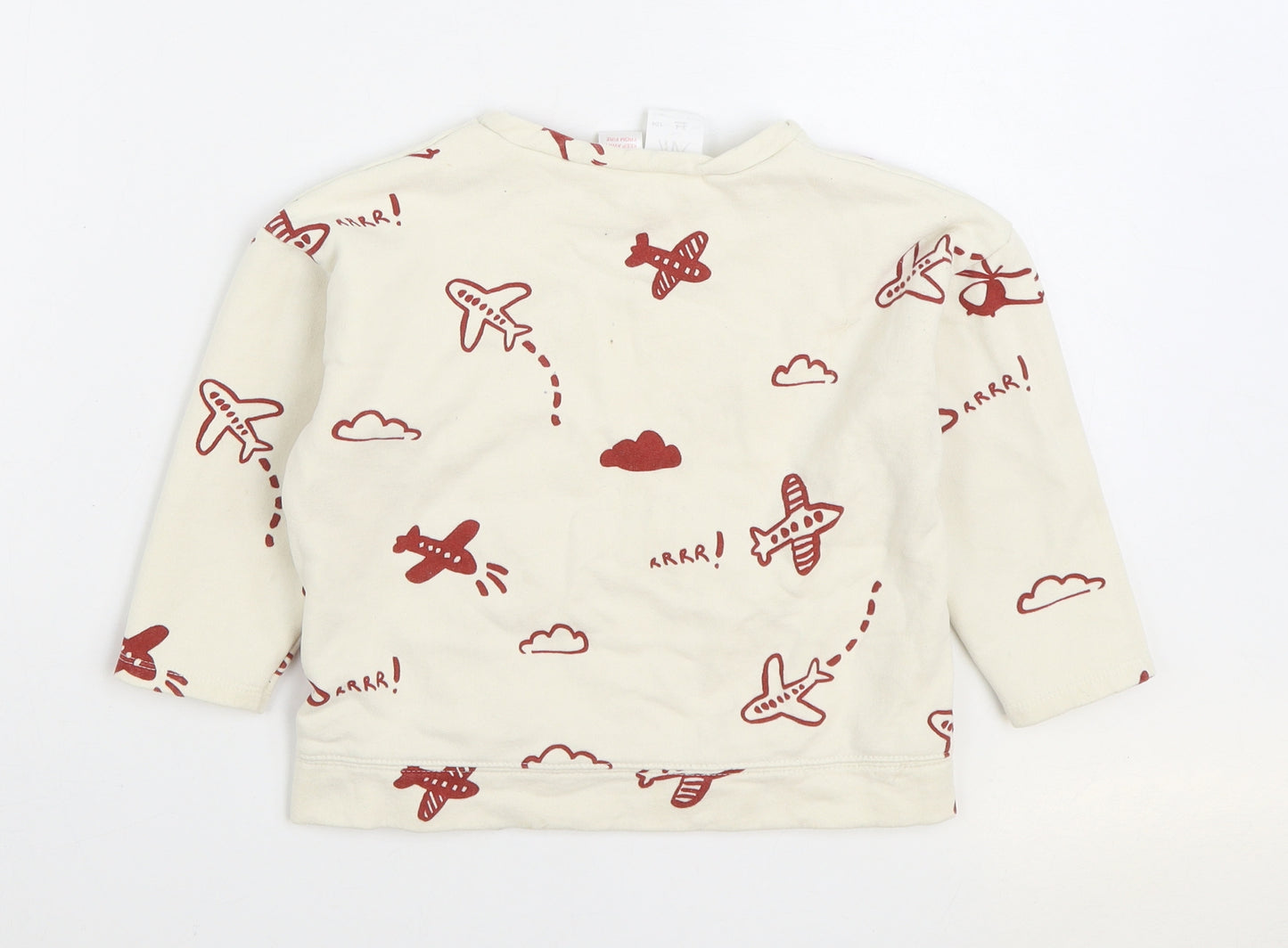 Zara Boys Ivory Geometric Cotton Pullover Sweatshirt Size 3-4 Years Pullover - Aeroplane
