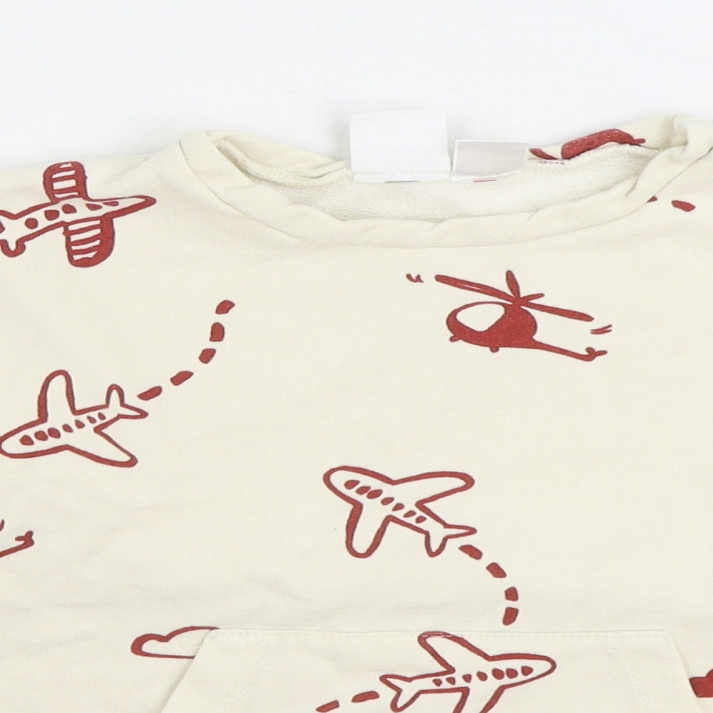 Zara Boys Ivory Geometric Cotton Pullover Sweatshirt Size 3-4 Years Pullover - Aeroplane