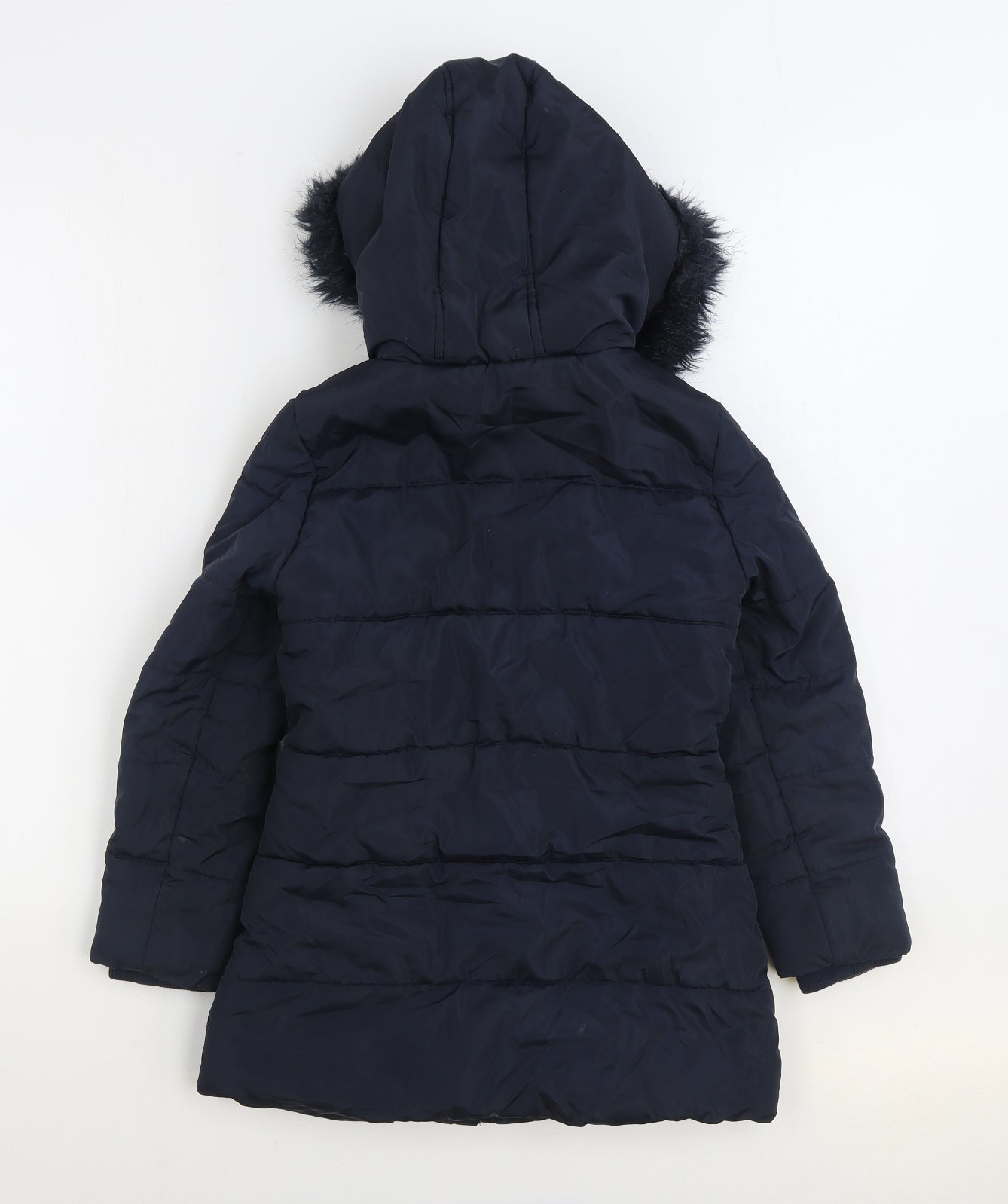 TU Girls Blue Parka Coat Size 7-8 Years Zip