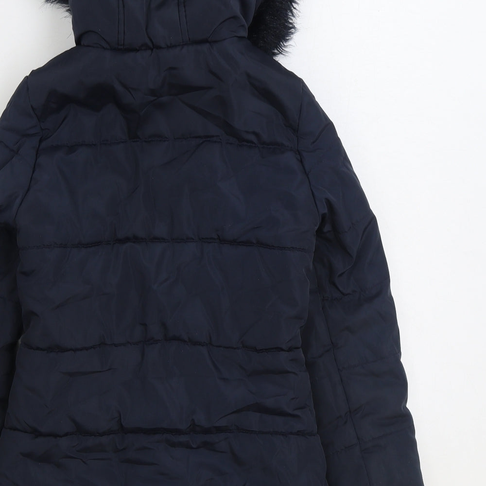 TU Girls Blue Parka Coat Size 7-8 Years Zip