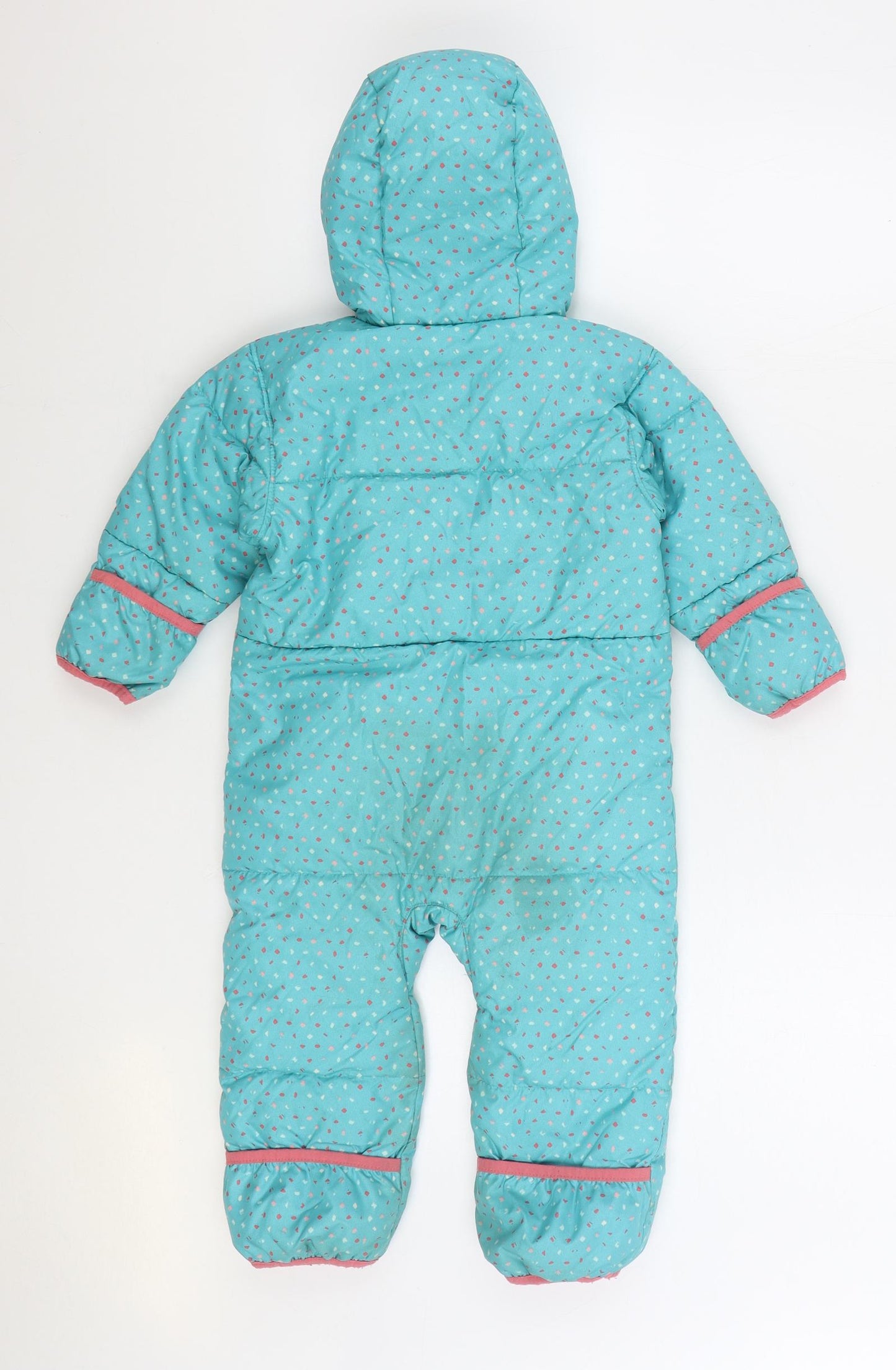 Columbia Girls Blue Geometric Puffer Jacket Snowsuit Size 18-24 Months Zip