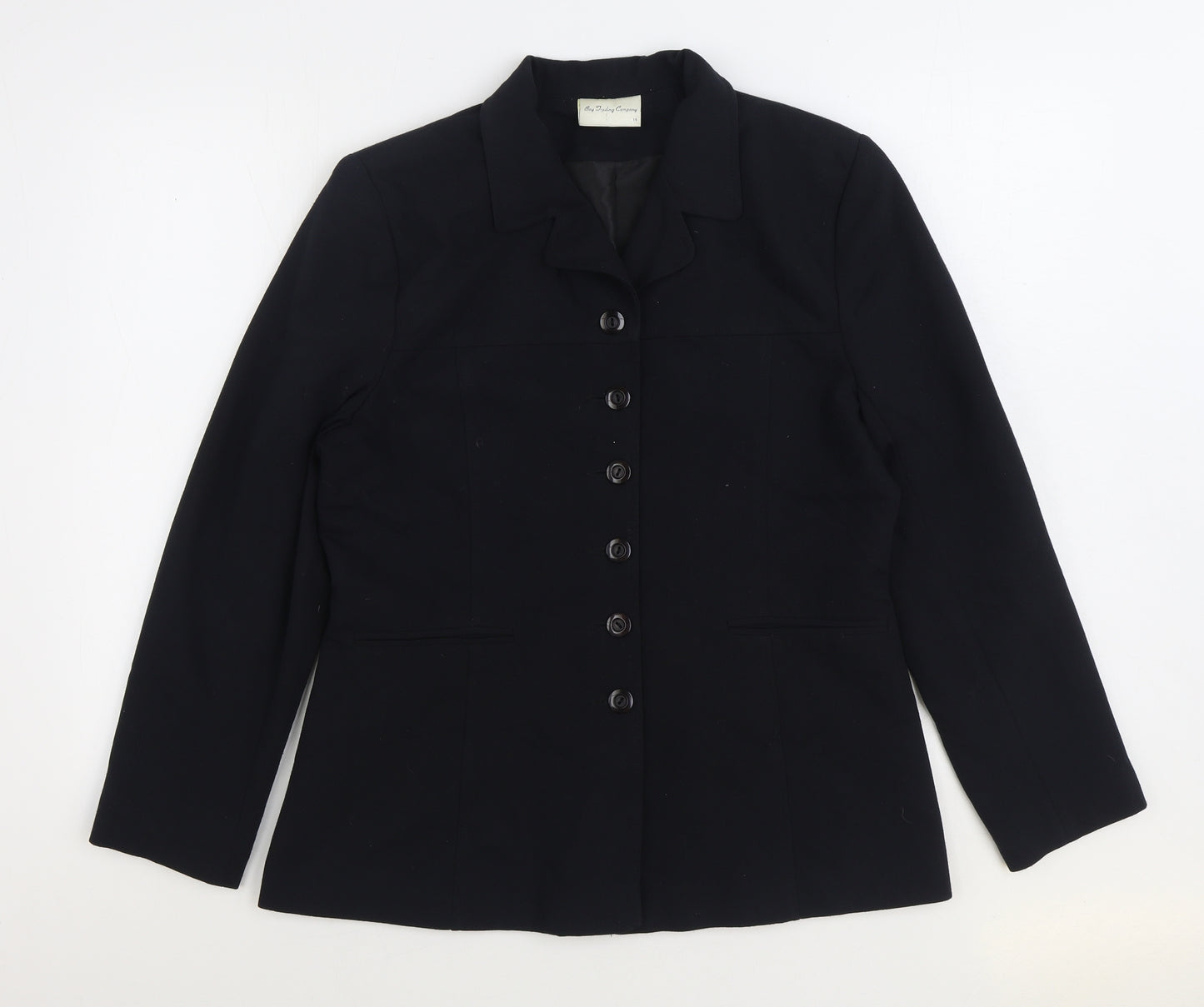 Bay Trading Company Womens Black Jacket Blazer Size 14 Button