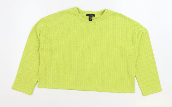 New Look Womens Green Round Neck Polyester Pullover Jumper Size L
