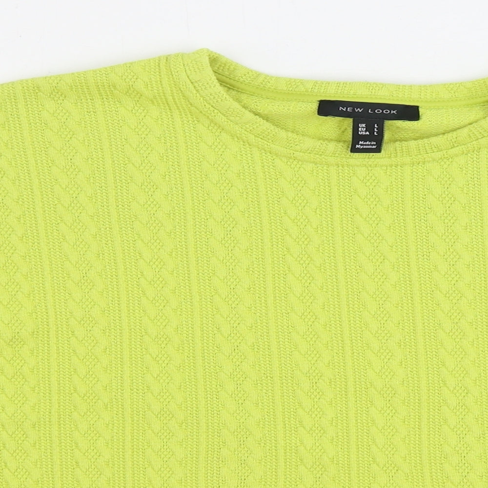 New Look Womens Green Round Neck Polyester Pullover Jumper Size L