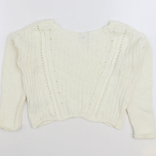 Topshop Womens White Scoop Neck Cotton Pullover Jumper Size 8