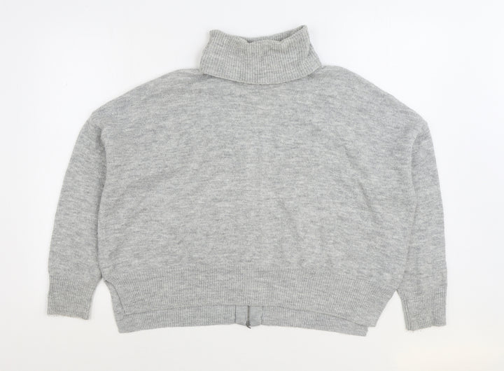 Topshop Womens Grey Roll Neck Acrylic Pullover Jumper Size 10