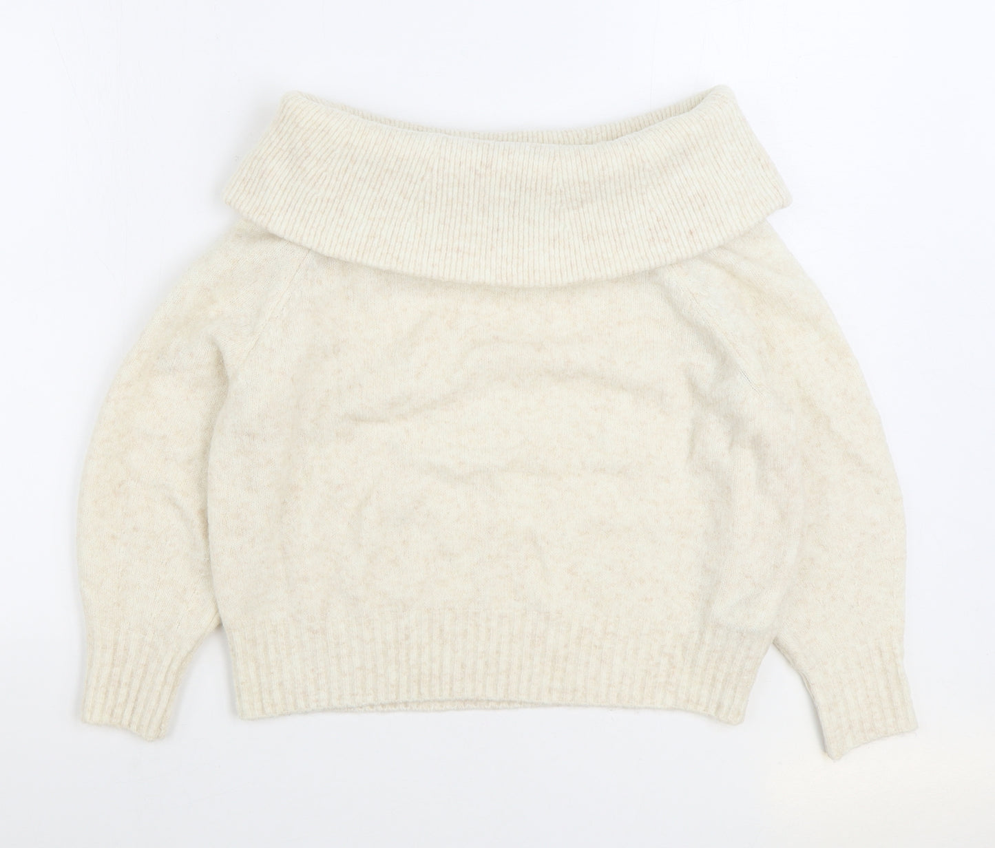 H&M Womens Beige Roll Neck Acrylic Pullover Jumper Size XS