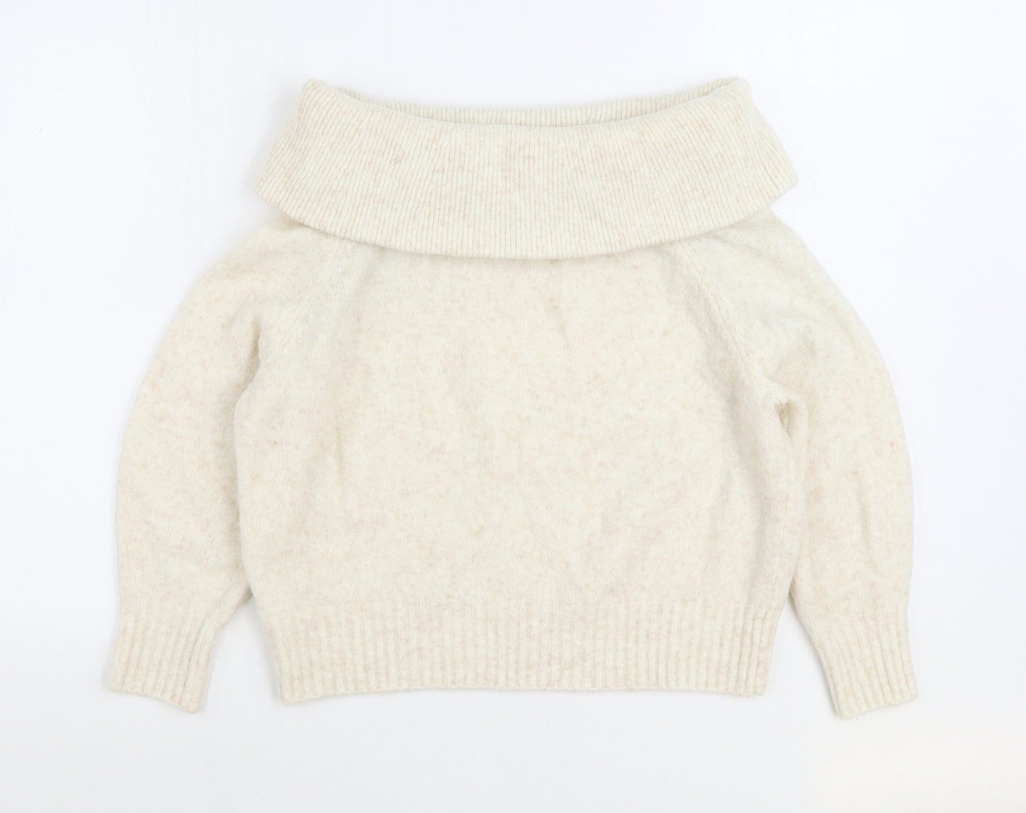 H&M Womens Beige Roll Neck Acrylic Pullover Jumper Size XS