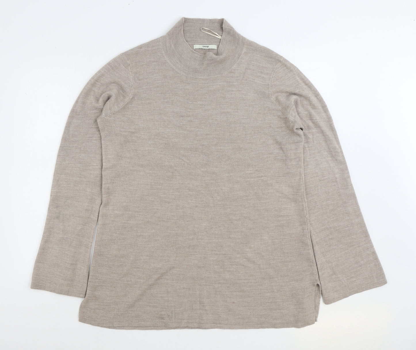 George Womens Brown High Neck Acrylic Pullover Jumper Size 20