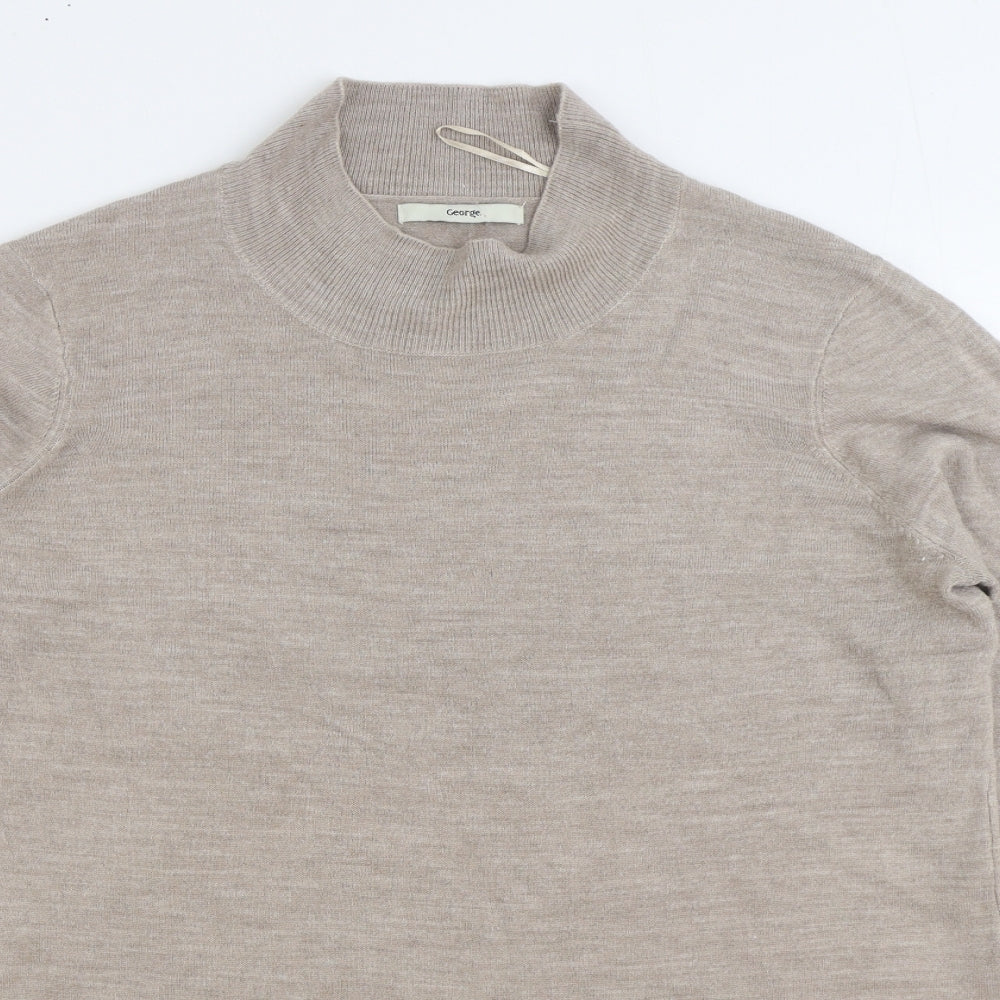 George Womens Brown High Neck Acrylic Pullover Jumper Size 20