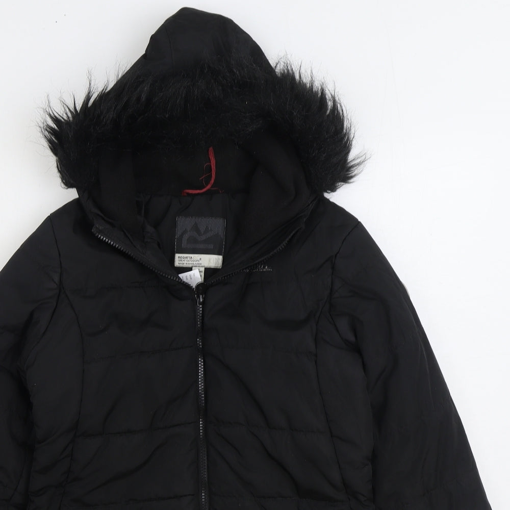 Regatta Girls Black Parka Coat Size 13 Years Zip