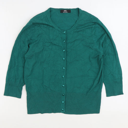 Marks and Spencer Womens Green Scoop Neck Viscose Cardigan Jumper Size 14