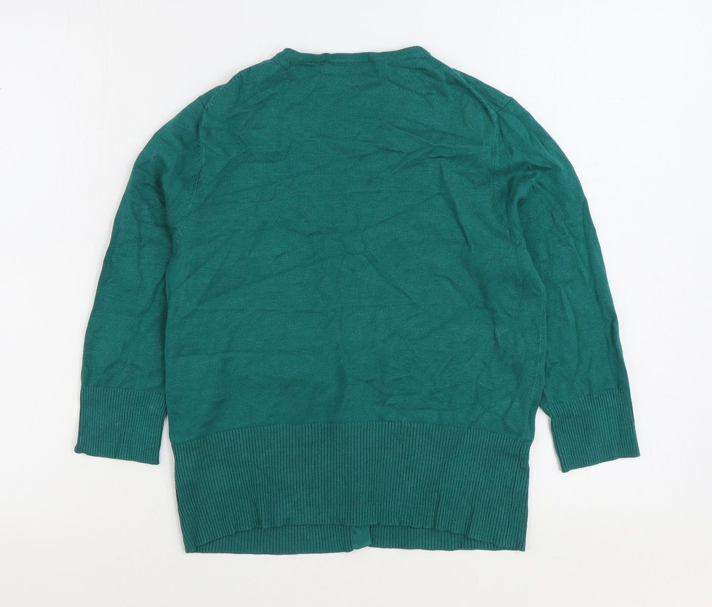 Marks and Spencer Womens Green Scoop Neck Viscose Cardigan Jumper Size 14