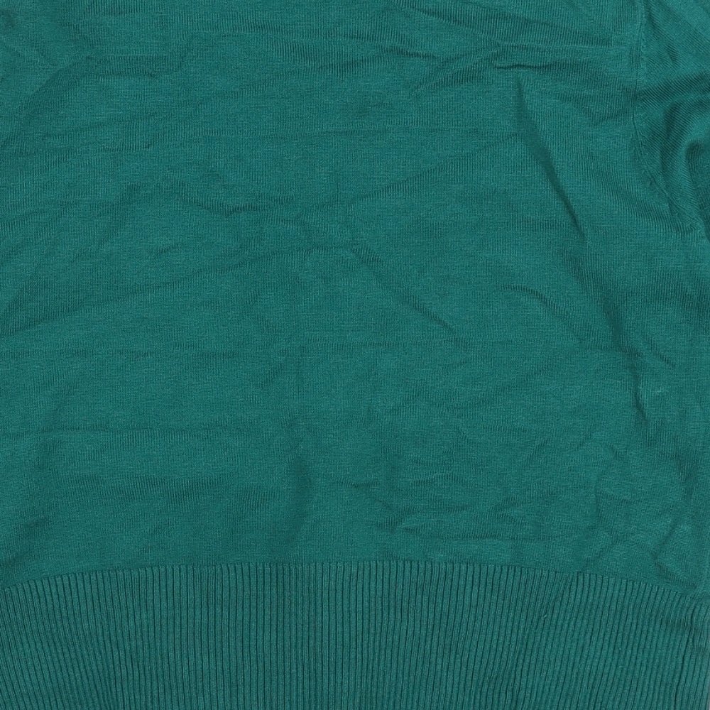 Marks and Spencer Womens Green Scoop Neck Viscose Cardigan Jumper Size 14