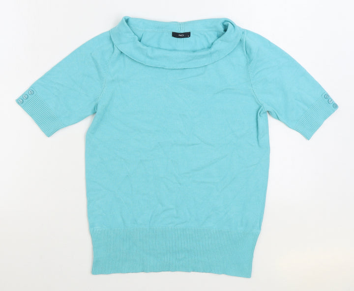 M&Co. Womens Blue Roll Neck Viscose Pullover Jumper Size 12